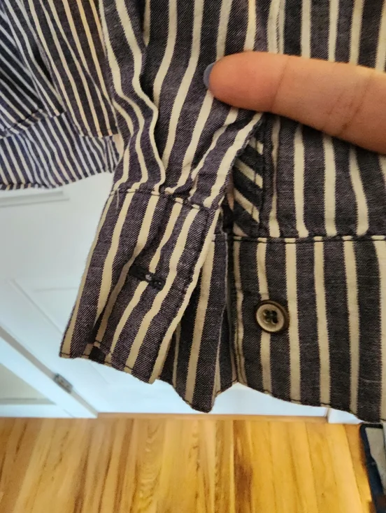 Sundance Dylan Button Down Shirt Blue Striped Cotton Coastal Beachy Size L - Picture 5 of 9